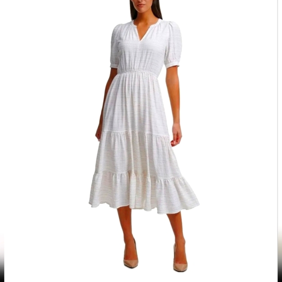 Tommy Hilfiger Dresses & Skirts - Tommy Hilfiger Prism Ripple Tiered Boho Dress Subtle Rainbow Stripes sz 2